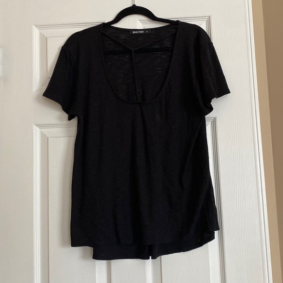 Beau Tissu Black T Shirt with Open T Front - Picture 1 of 2